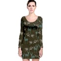 Dreamy Deer Dark Green Celestial Long Sleeve Velvet Bodycon Dress View1