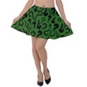 Question Mark Forest Green Riddle Velvet Skater Skirt View1