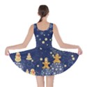 Dark Blue Snowflakes Gingerbread Print Skater Dress View2