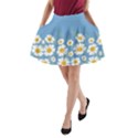 Sky Blue Daisy Flower Cute A-Line Pocket Skirt View1