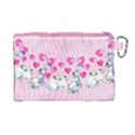 Cute Rabbit with Hearts Pink Canvas Cosmetic Bag View2