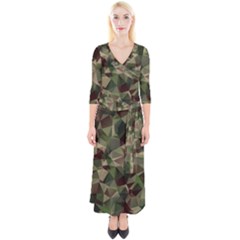 Abstract Vector Military Camouflage Background Quarter Sleeve Wrap Maxi Dress by Bedest