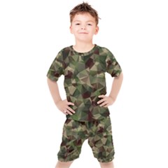 Abstract Vector Military Camouflage Background Kids  T-shirt And Shorts Set by Bedest