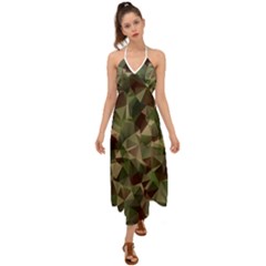 Abstract Vector Military Camouflage Background Halter Tie Back Dress  by Bedest