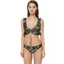 Abstract Vector Military Camouflage Background Low Cut Ruffle Edge Bikini Set View1