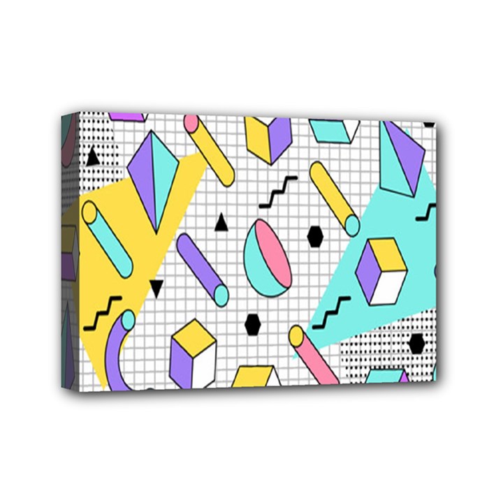 Tridimensional Pastel Shapes Background Memphis Style Mini Canvas 7  x 5  (Stretched)