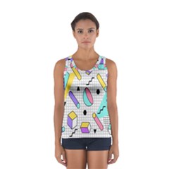 Tridimensional Pastel Shapes Background Memphis Style Sport Tank Top  by Bedest