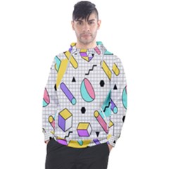 Tridimensional Pastel Shapes Background Memphis Style Men s Pullover Hoodie by Bedest