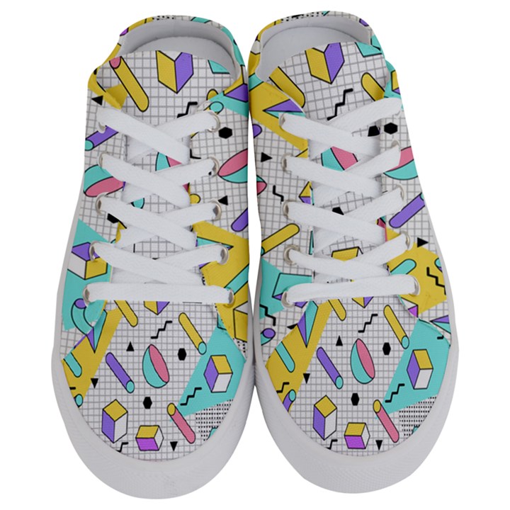 Tridimensional Pastel Shapes Background Memphis Style Half Slippers