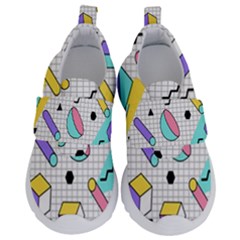 Tridimensional Pastel Shapes Background Memphis Style Kids  Velcro No Lace Shoes by Bedest