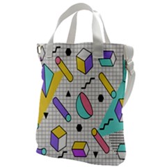 Tridimensional Pastel Shapes Background Memphis Style Canvas Messenger Bag by Bedest