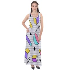 Tridimensional Pastel Shapes Background Memphis Style Sleeveless Velour Maxi Dress by Bedest