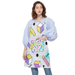 Tridimensional Pastel Shapes Background Memphis Style Pocket Apron by Bedest