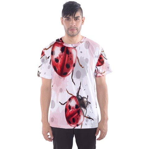 Ladybugs Pattern Texture Watercolor Men s Sport Mesh T-shirt by Bedest