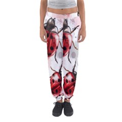 Ladybugs Pattern Texture Watercolor Women s Jogger Sweatpants by Bedest