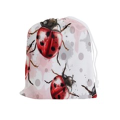 Ladybugs Pattern Texture Watercolor Drawstring Pouch (xl) by Bedest