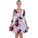 Ladybugs Pattern Texture Watercolor Quarter Sleeve Skater Dress View1