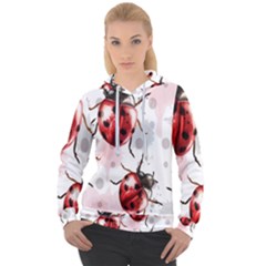 Ladybugs Pattern Texture Watercolor Women s Overhead Hoodie by Bedest