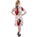 Ladybugs Pattern Texture Watercolor Long Sleeve Mini Shirt Dress View2