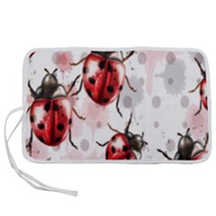 Ladybugs Pattern Texture Watercolor Pen Storage Case (m) by Bedest