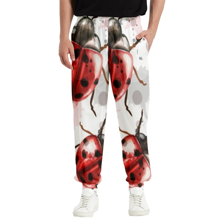 Ladybugs Pattern Texture Watercolor Men s Elastic Waist Pants