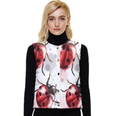 Ladybugs Pattern Texture Watercolor Women s Button Up Puffer Vest by Bedest