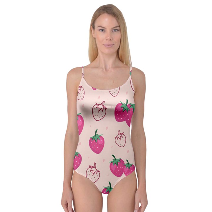 Seamless Strawberry Fruit Pattern Background Camisole Leotard 