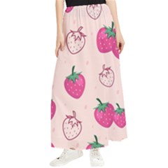 Seamless Strawberry Fruit Pattern Background Maxi Chiffon Skirt by Bedest