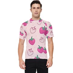 Seamless Strawberry Fruit Pattern Background Men s Short Sleeve Rash Guard by Bedest