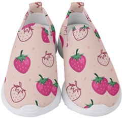 Seamless Strawberry Fruit Pattern Background Kids  Slip On Sneakers by Bedest