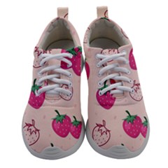 Seamless Strawberry Fruit Pattern Background Women Athletic Shoes by Bedest