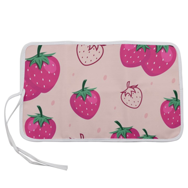 Seamless Strawberry Fruit Pattern Background Pen Storage Case (M)