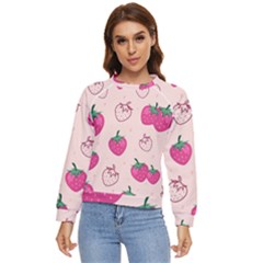 Seamless Strawberry Fruit Pattern Background Women s Long Sleeve Raglan T-shirt