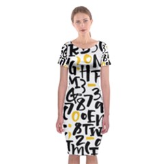 Letters Pattern Classic Short Sleeve Midi Dress by Bedest