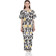 Letters Pattern Batwing Lightweight Chiffon Jumpsuit by Bedest