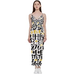 Letters Pattern V-neck Camisole Jumpsuit by Bedest