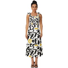 Letters Pattern Tie-strap Tiered Midi Chiffon Dress by Bedest