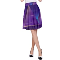 Egyptian Pyramids Night Landscape Cartoon A-line Skirt by Bedest