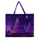 Egyptian Pyramids Night Landscape Cartoon Zipper Large Tote Bag View1