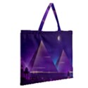 Egyptian Pyramids Night Landscape Cartoon Zipper Large Tote Bag View2