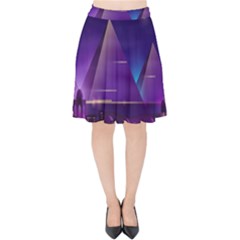 Egyptian Pyramids Night Landscape Cartoon Velvet High Waist Skirt by Bedest