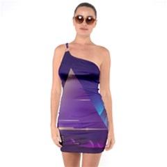 Egyptian Pyramids Night Landscape Cartoon One Shoulder Ring Trim Bodycon Dress by Bedest