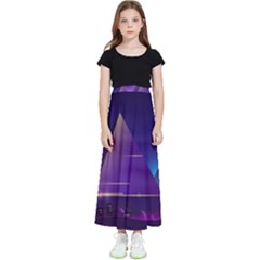 Egyptian Pyramids Night Landscape Cartoon Kids  Flared Maxi Skirt