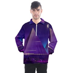 Egyptian Pyramids Night Landscape Cartoon Men s Half Zip Pullover by Bedest