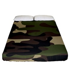 Texture Military Camouflage Repeats Seamless Army Green Hunting Fitted Sheet (king Size) by Bedest