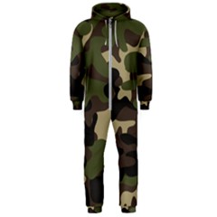 Texture Military Camouflage Repeats Seamless Army Green Hunting Hooded Jumpsuit (men) by Bedest