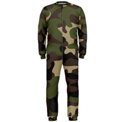 Texture Military Camouflage Repeats Seamless Army Green Hunting Onepiece Jumpsuit (men) by Bedest