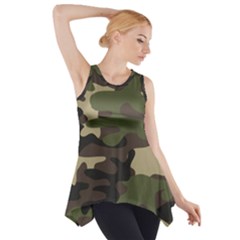 Texture Military Camouflage Repeats Seamless Army Green Hunting Side Drop Tank Tunic by Bedest