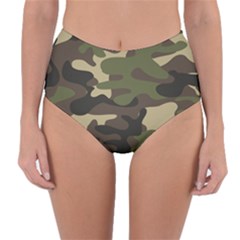 Texture Military Camouflage Repeats Seamless Army Green Hunting Reversible High-waist Bikini Bottoms by Bedest