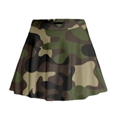 Texture Military Camouflage Repeats Seamless Army Green Hunting Mini Flare Skirt by Bedest